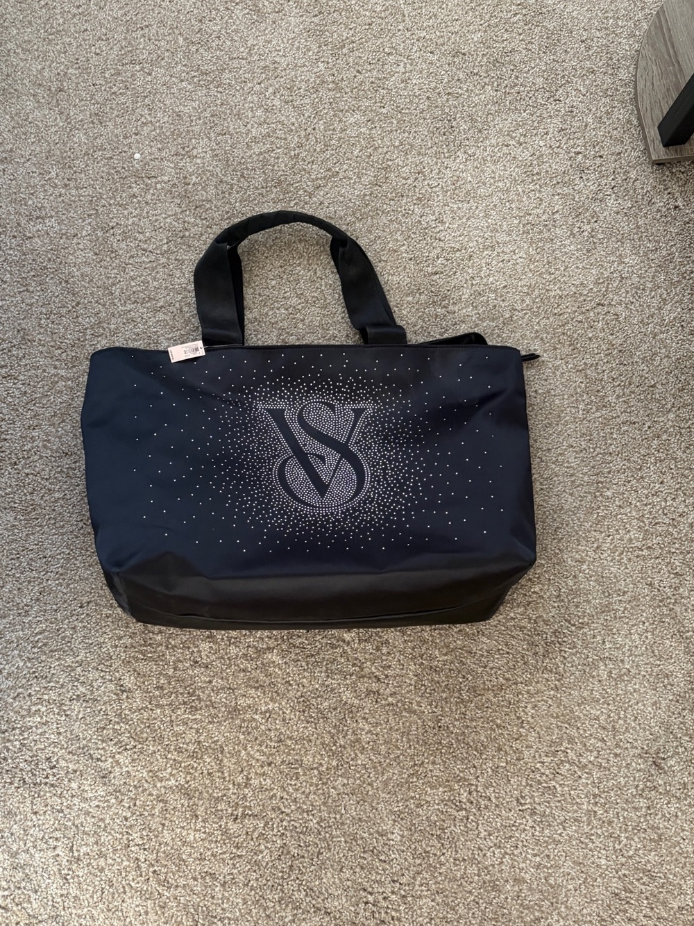 Victoria's Secret Black Tote with Silver Studded Logo